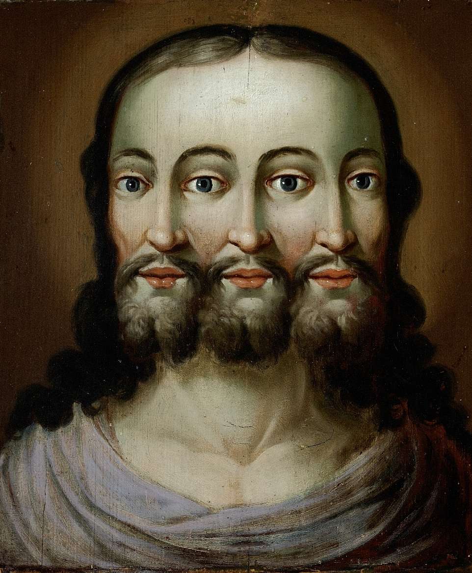 Drie-eenheid als drievoudig gezicht — volkskunst, 18e eeuw