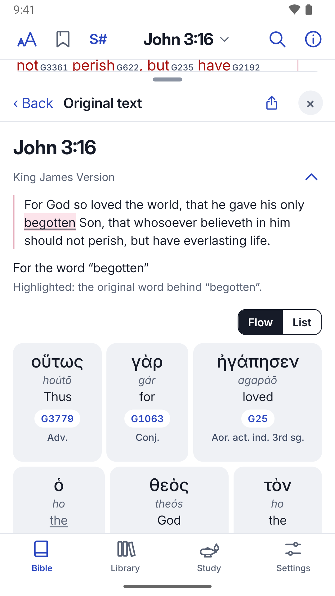 The Greek original of John 3:16 word by word